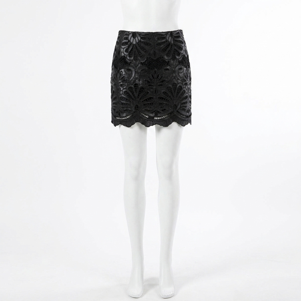 NEW THML rebel edge eyelet skirt in black